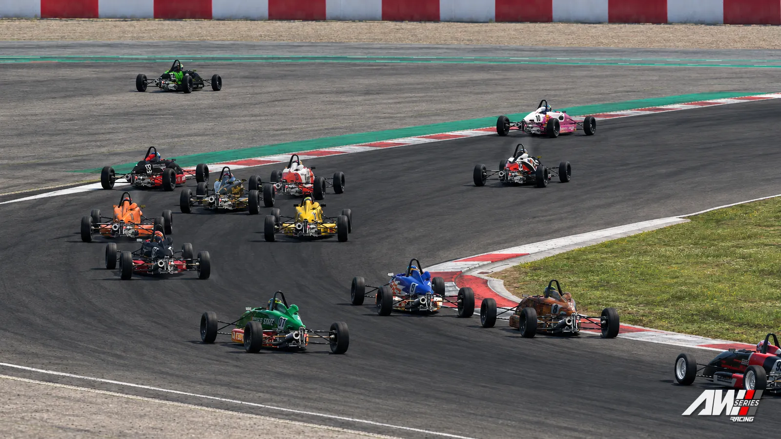 El pelotón de la AW Racing Series en el Circuito de Navarra.